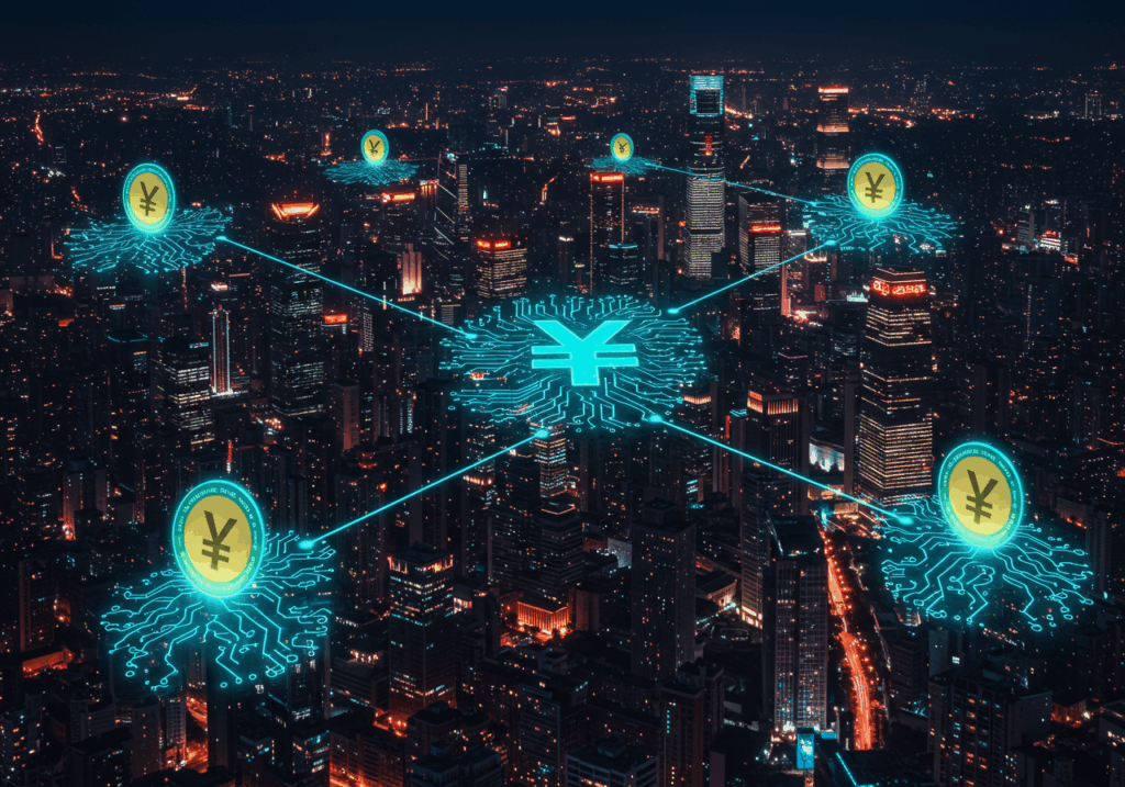 China digital yuan AI-powered financial network illustration