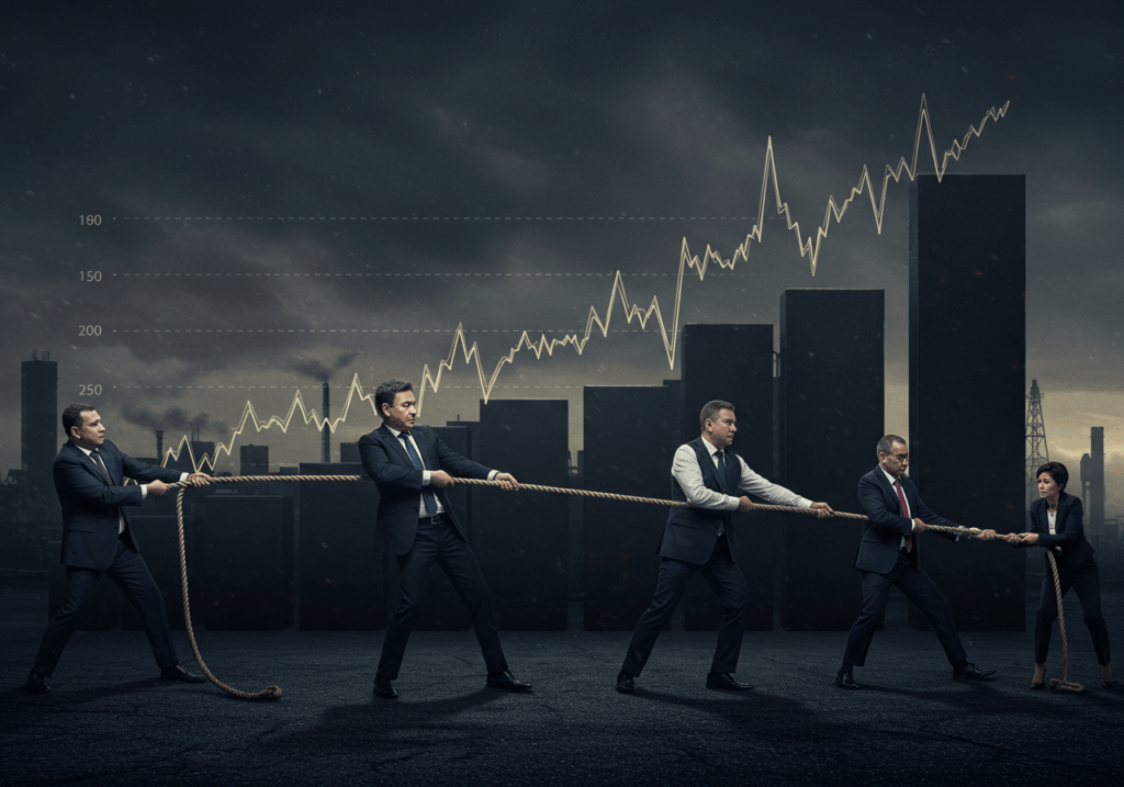 Governments struggling to control oil prices illustration