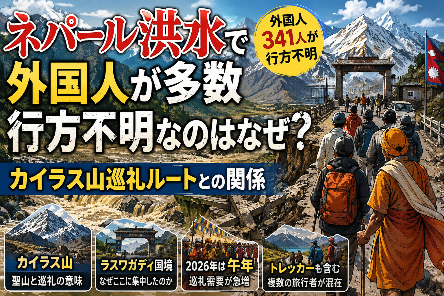 ネパール洪水と巡礼路の行方不明者