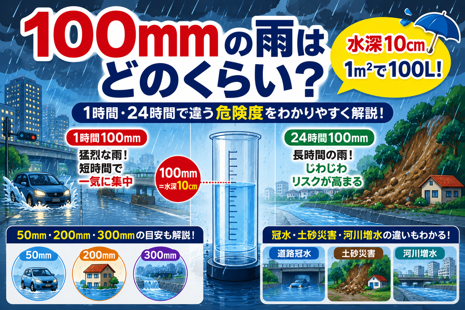 100mmの雨と災害リスク解説