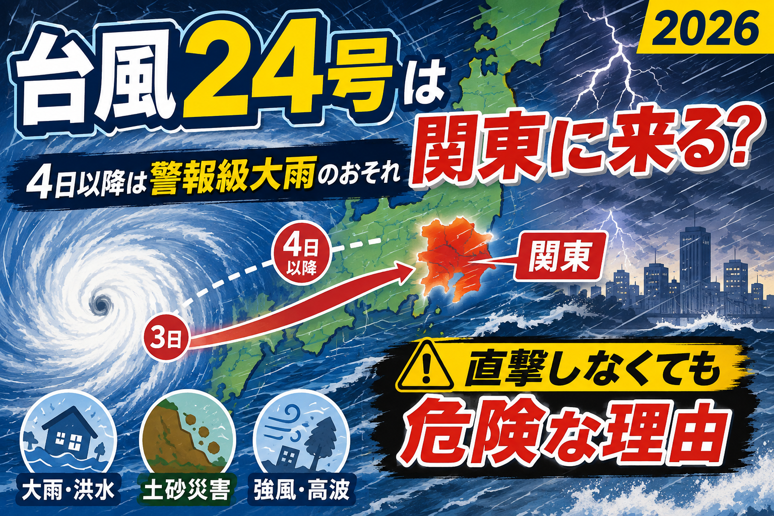 台風24号、関東接近の警報級大雨